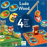 Djeco Spel - 4-I-1 - Ludo Wood - - One Size - Spel
