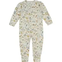 Joha Onesie - Ull - Off White m. Blommor - - 90 - Onesie