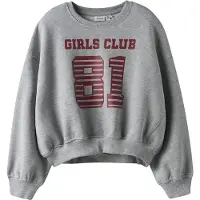 Name it Sweatshirt - NkfTaya - Grey Melange m. Tryck - - 7-8 år (122-128) - Sweatshirt