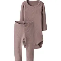 Name it Set - Body l/ä/Leggings - Deauville Mauve/DEAUVILLE MA - - 2 år (92) - Body L/Ä