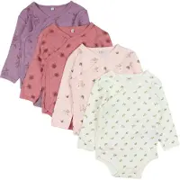 Pippi Baby Omlott Bodies l/ä - 4-pack - Dusty Rose - - 68 - Body L/Ä