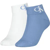 Calvin Klein Ankelstrumpor - Kvartal - 2-pack - Sky Blue/Vit - - 35/38 - Strumpor