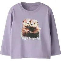 Name it Tröja - NmfVotea - Lavender Grå/Utter Friends - - 4 år (104) - Tröja