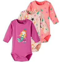 Name it Bodies l/ä - NbfOcean - 3-pack - Peach Piska - - 62 - Body L/Ä