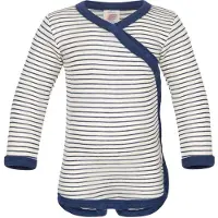 Engel Omlottbody l/ä - Ull/Silke - Natural/Marinblå Blue - - 62/68 - Body L/Ä