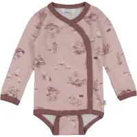 Joha Omlottbody l/ä - Ull/Bambu - Rosa m. Tryck - - 50 - Body L/Ä