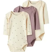 Name it Body l/ä - 3-pack - NbfBody - Summer Sand - - 1 år (80) - Body L/Ä