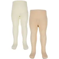 Minymo Strumpbyxor - 2-pack - Bambu - Rib - Off White - - 80/86 - Strumpbyxor