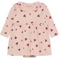 Minymo Klänningsbody l/ä - Rib - Peach Piska m. Nyckelpigor - - 62 - Body L/Ä