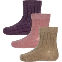 Minymo Strumpor - Rib - 3-Pack - Orchid Haze - - 23/26 - Strumpor