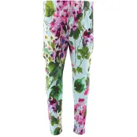 Dolce&Gabbana Leggings - Renaissance - Blå/Rosablommig - - 12 år (152) - Leggings