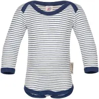 Engel Body l/ä - Ull/Silke - Natural/Marinblå Blue - - 74/80 - Body L/Ä