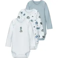 Name it Body l/ä - Noos - NbmBody - 3-pack - Baby Blue - - 62 - Body L/Ä