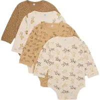 Pippi Baby Bodies l/ä - 4-pack - Whitecap Grey - - 50 - Body L/Ä
