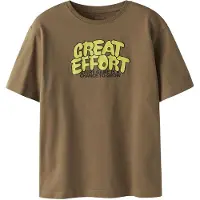 Name it T-shirt - NkmTheo - Rostad Coconut m. Tryck - - 7-8 år (122-128) - T-shirt