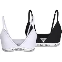 Calvin Klein 2 Pack Girls Triangle Bras Icon Cotton Stretch