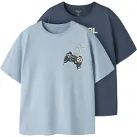 Name it T-shirts - NkmVictor - 2-pack - Vintage Indigo/Blue Dimm - - 7-8 år (122-128) - T-shirt