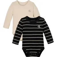 Calvin Klein Body l/ä - Rib - 2-pack - Ck Black/White Cap - - 1 år (80) - Body L/Ä