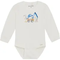 Minymo Body l/ä - Marshmallow White m. Tryck - - 74 - Body L/Ä