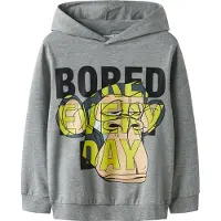 Name it Hoodie - Svett - NkmDeep - Grey Melange - - 7-8 år (122-128) - Hoodie