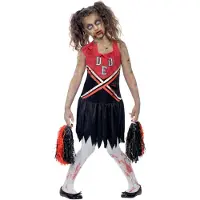 Smiffys Maskeradkläder - Zombie Cheerleader - Söt/Svart - - 7-9 år (122-134) - Maskeradkläder