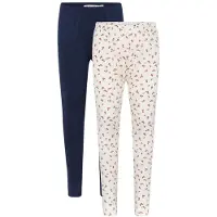 Minymo Leggings - 2-pack - Offwhite/Marinblå - - 11 år (146) - Leggings