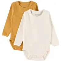 Minymo Bodies l/ä - Rib - 2-pack - Amber Gold - - 56 - Body L/Ä