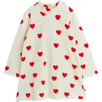 Mini Rodini Klänning - Velour - Hearts - Vit - - 8-9 år (128-134) - Klänning