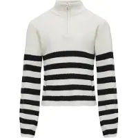 Kids Only Tröja - Half Zip - Noos - KogFranca - Cloud Dancer/Bla - - 7-8 år (122-128) - Tröja