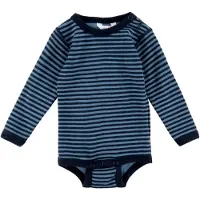 Joha Body l/ä - Ull - Blå m. Ränder - - 70 - Body L/Ä