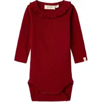 Lil´ Atelier Lil' Atelier Body l/ä - Rib - NbfRachel - Röd Dahlia - - 56 - Body L/Ä