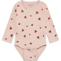 Minymo Body l/ä - Rib - Peach Piska m. Nyckelpigor - - 62 - Body L/Ä