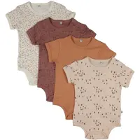 Pippi Baby Bodies k/ä - 4-pack - Burlwood - - 56 - Body K/Ä