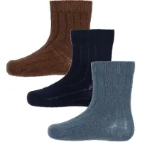Minymo Strumpor - Rib - 3-pack - Dark Marinblå - - 23/26 - Strumpor