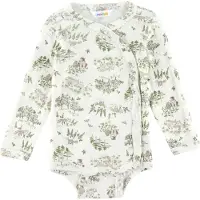 Joha Omlottbody l/ä - Ull/Silke - Off White m. Träd - - 80 - Body L/Ä