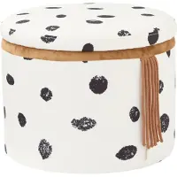 Kids Concept Puff m. Förvaring - 40x30 cm - Pippi - Svart/Vit - - One Size - Puff