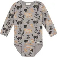 Minymo Body l/ä - AOP - Svett - Molnskur - - 74 - Body L/Ä