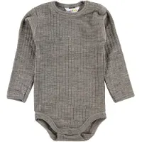 Joha Body l/ä - Ull - Brunmelerad - - 110 - Body L/Ä