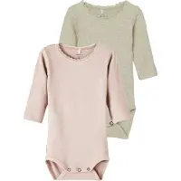 Name it Body l/ä - 2-pack - Rib - Noos - NbmKab - Peyote Melange - - 62 - Body L/Ä
