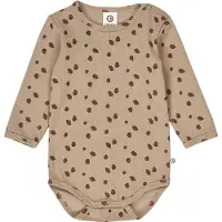 Müsli Body l/ä - Rib - Ekollon - Beige/Rot/Deep Green - - 1 år (80) - Body L/Ä