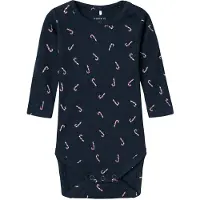 Name it Body l/ä - Rib - NbnDab - Dark Sapphire m. Julpinnar - - 68 - Body L/Ä