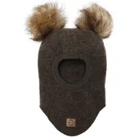 Mikk-Line Balaclava - Ull - Enkel - Dark Brown Melange m. Kvas - - 62/68 - Balaklava - Singel