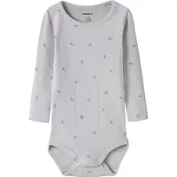 Name it Body l/ä - Hålmönster - NbfBerries - Lilac Marble - - 50 - Body L/Ä