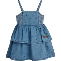 Mini Rodini Klänning - Denim Dots - Blå - - 6-7 år (116-122) - Klänning