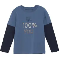 Minymo Tröja - China Blue m. Tryck - - 5 år (110) - Tröja