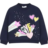 Billieblush Sweatshirt - Marinblå m. Tryck - - 5 år (110) - Sweatshirt