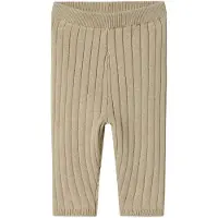 Name it Leggings - Stickad - Rib - NbnOmun - Islands fossil - - 50 - Leggings