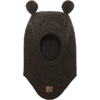 Mikk-Line Balaklava m. Öron - Ull - Enkel - Dark Brown Melerad - - 98/104 - Balaklava - Singel