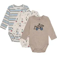 Hust and Claire Bodies l/ä - 3-pack - Bertram Raket - Wheat Mela - - 68 - Body L/Ä