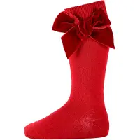 Condor Knästrumpor m. Rosett - Red Velvet - - 27/31 - Strumpor